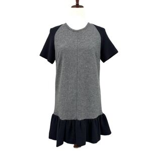 STORETS Women's S/M (4-6) Gray & Navy Blue Short Sleeve Tweed Trumpet Mini Dress